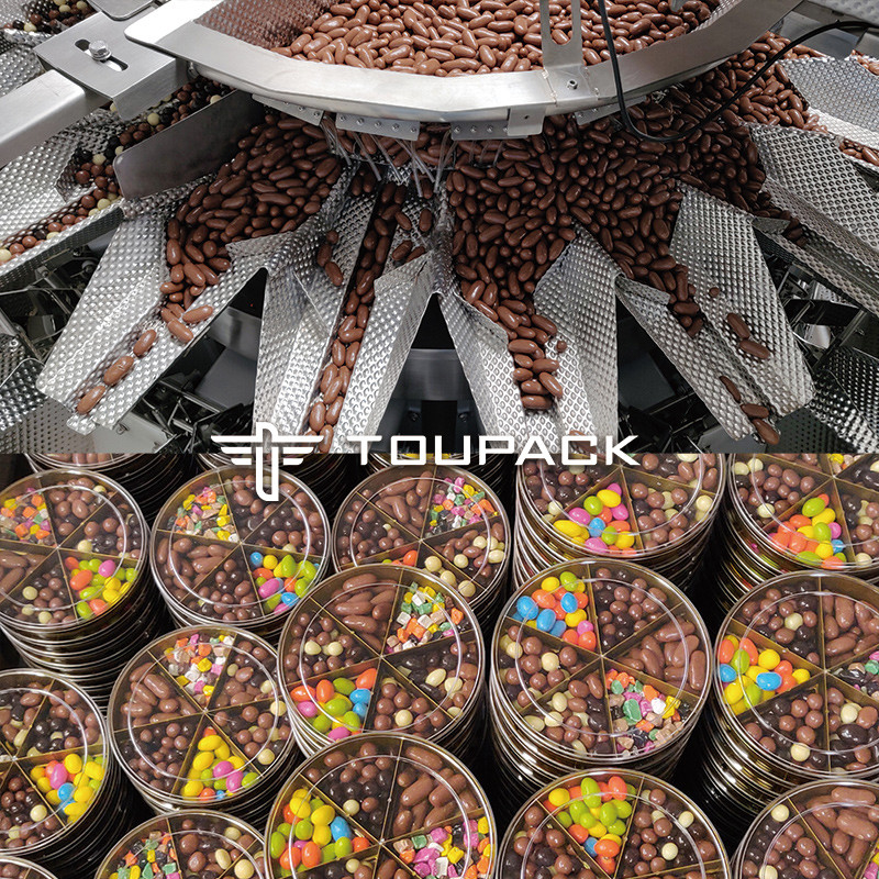 اتوماتیک بلند شدن کیسه Doypack وزن بسته بندی دانه بادام زمینی بادام جو Multihead وزنه پر کردن ماشین