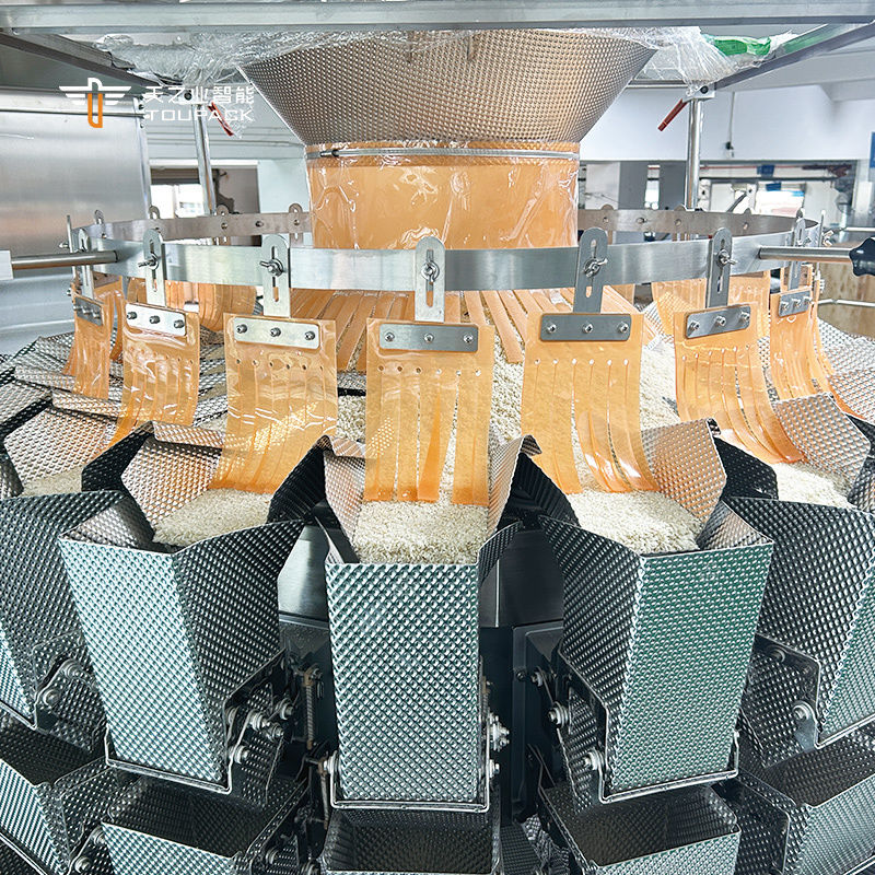 وزنه های چند سر صنعتی تجهیزات بسته بندی پاپ کورن میان وعده شیرینی بیسکویت قهوه کوکی بسته بندی کیسه پلاستیکی بسته بندی خط