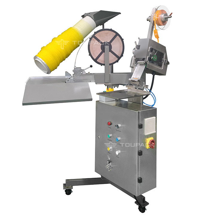 دستگاه بسته‌بندی کیسه توری سیر با منگنه، دستگاه بسته‌بندی و کلیپس‌زنی کیسه توری زنجبیل نیمه‌خودکار