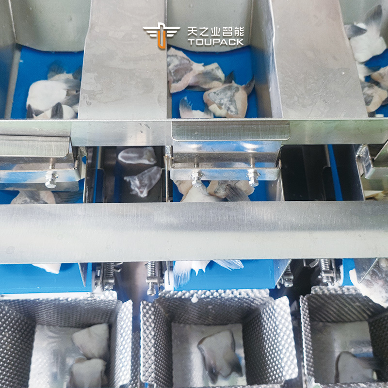 50g-2000g 3-layer 8 Head Fresh Food Weigher Shark Fin Pillow Bag Weighing and Packaging Machine