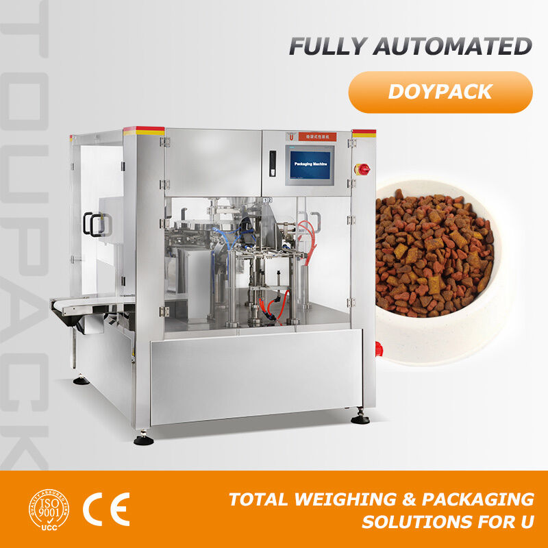 ماشین بسته بندی اتوماتیک روتاری Doypack برای آجیل شیرینی میان وعده های غذایی حیوانات خانگی کیسه های پیش ساخته شده