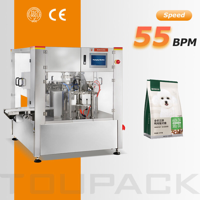 ماشین بسته بندی اتوماتیک روتاری Doypack برای آجیل شیرینی میان وعده های غذایی حیوانات خانگی کیسه های پیش ساخته شده
